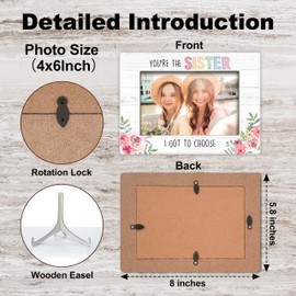 YSTEP Sister Gifts, Cousin Picture Frame, Best Friend Picture Frame, You Are The Sister I Got To Choose Gifts, Wood 4x6 Picture Frame for Desk Display-B04