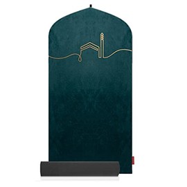 TAKVA EasiClean™ Indoor Prayer Mat | Kaaba Collection (ComfitPlus, Kaaba Emerald) Padded Memory Foam Prayer Rug, Muslim, Islamic Prayer Rugs