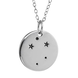 FashionJunkie4Life Sterling Silver Libra Zodiac Constellation Pendant Necklace, 18" Chain