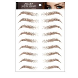 2 Sheets Style 4D Hair-like Eyebrow Tattoo Stickers Waterproof Eyebrow Transfer Stickers Temporary Eyebrow Tattoos Peel Off Eyebrow Care (Brown)