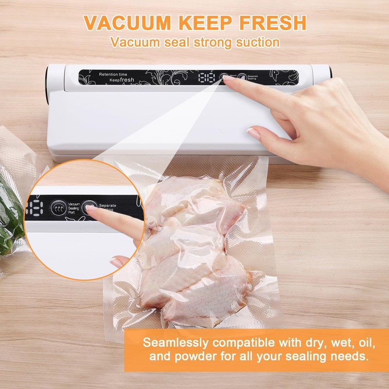 CXGFVRE Vacuum Sealer, 75KPA Strong Suction, Dry/Wet Modes vacuum sealer