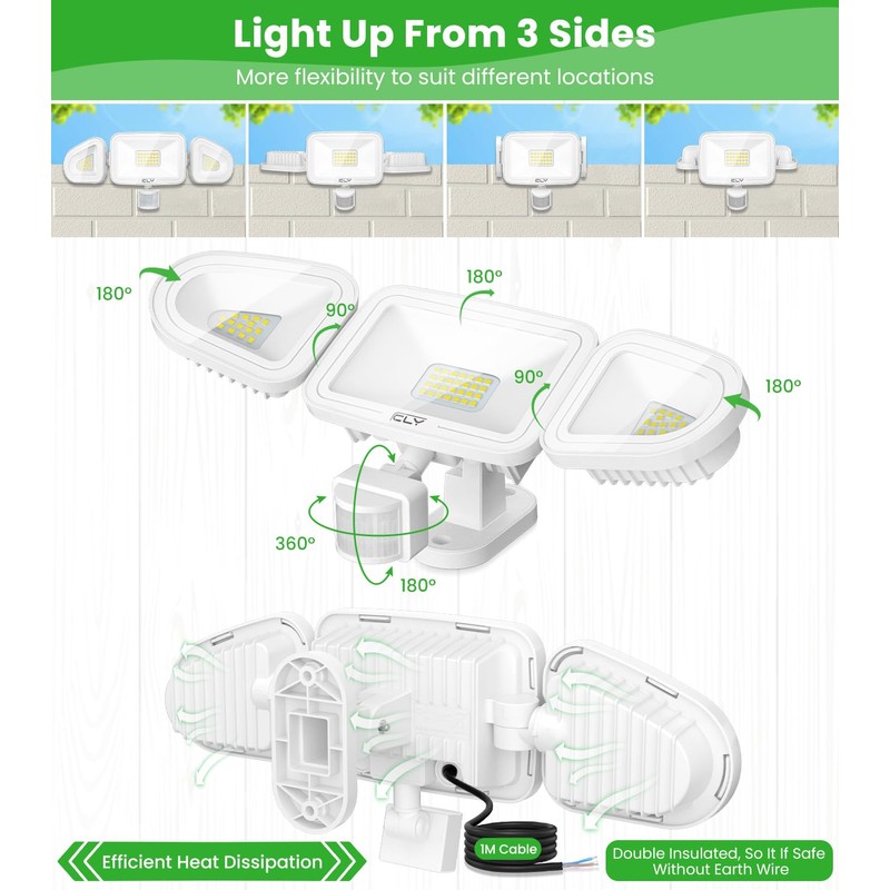 CLY 42W LED Spotlight with Motion Sensor Remote Control, 3600LM