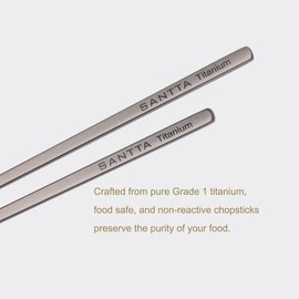 SANTTA Titanium Chopsticks with Compact Carrying Case - Reusable Travel Chopsticks- Lightweight Cutlery for Camping | 2 Pairs