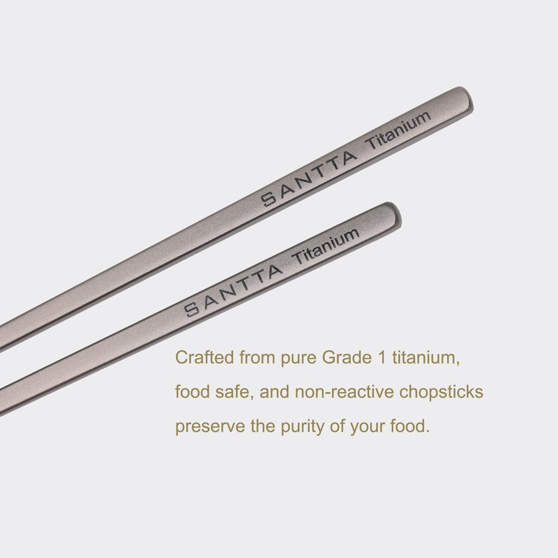 SANTTA Titanium Chopsticks with Compact Carrying Case - Reusable Travel