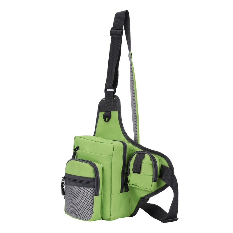 Polyester Multifunctional Fishing Tackle Crossbody Bag with Adjustable Shoulder Straps(Green