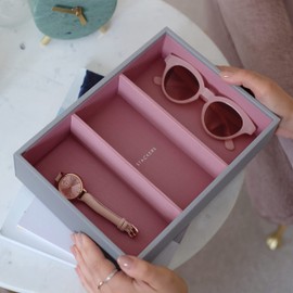 Stackers Dove Grey & Rose Classic Medium Jewellery Box Watch/Accessories Layer