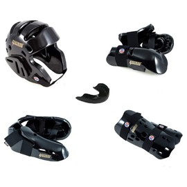 PROFORCE Lightning 8 Piece Deluxe Gear Set w/Shin Guards & Free Mouthpiece (Blue, Child Medium)