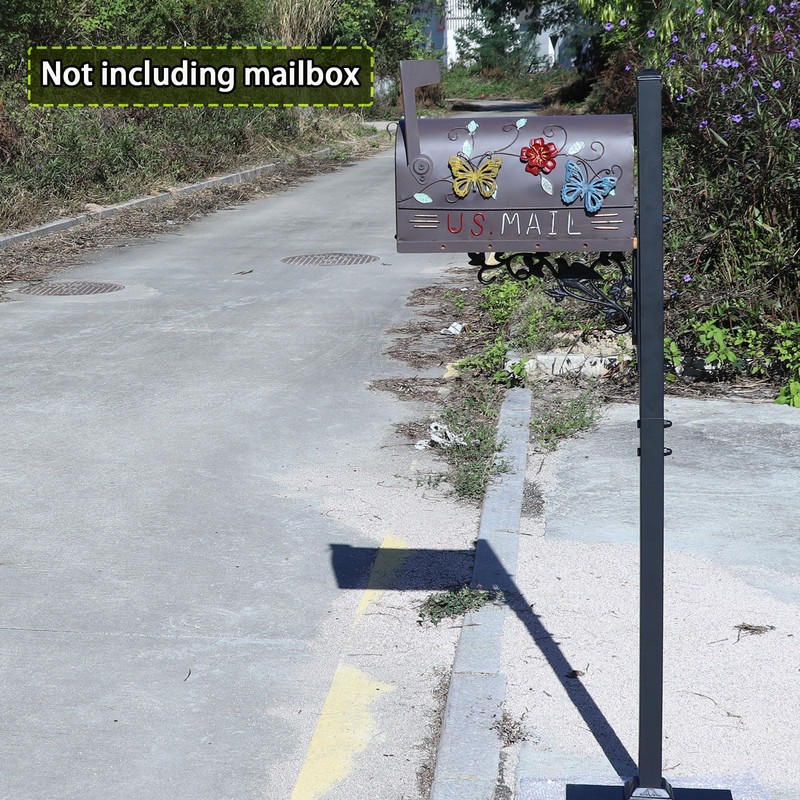 MEIYIHUI 40.2-51.8" H Heavy Duty Outdoor Mailbox Post, Steel Mailbox