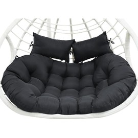 lihtsofty Double Egg Chair Cushion Replacement 55x35in -Thickened Waterproof Removable Double Hanging Egg Chair Cushions, Swing Chair Cushion, indooor/outdoor Patio Hanging Basket Chair Cushions,Black