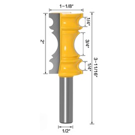 Mesee Crown Molding Router Bit, 1/2 Inch Shank Chair Rail Molding Router Bit Woodworking Architectural Trimming Forming Cutter Tool