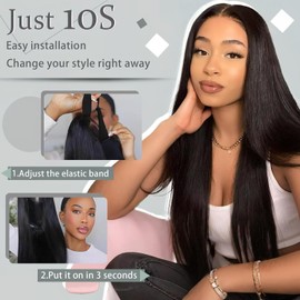 Wear and Go Glueless Wig Human Hair Straight 4x4 Pre Cut Wigs for Black Women 180% Density Brazilian Hair 18 inch