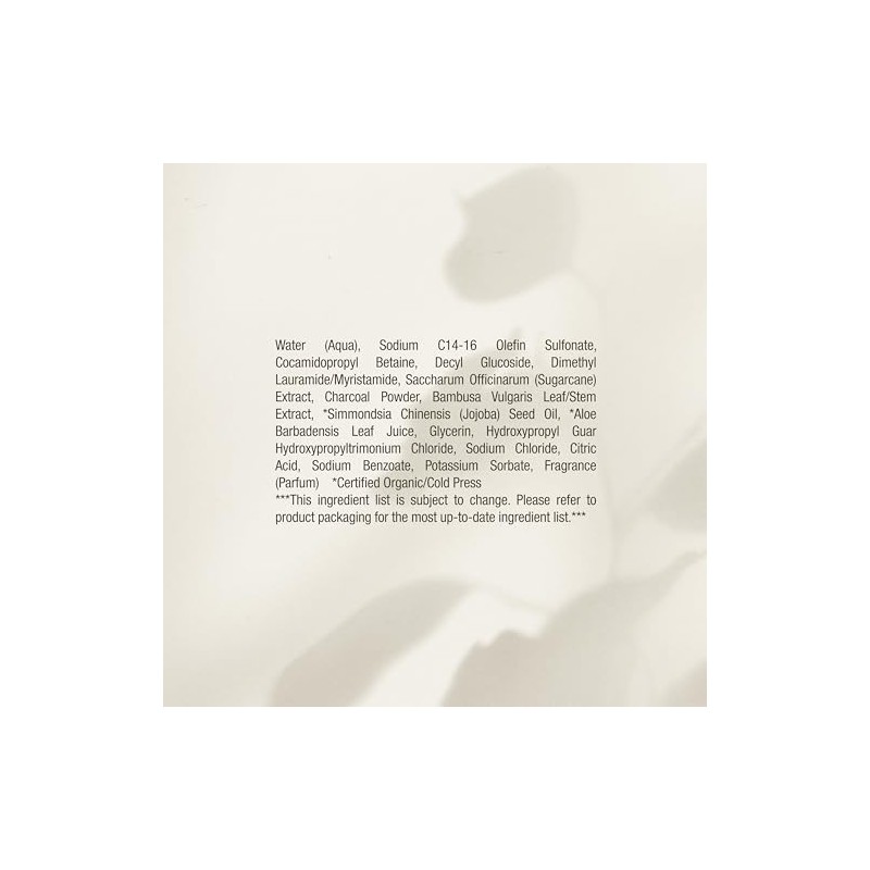 RAW SUGAR, Body Wash Charcoal Bamboo Reset, Gel de Baño,