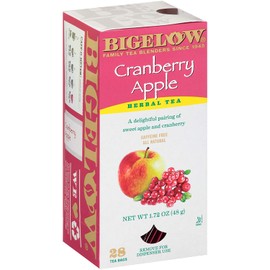 Bigelow Cranberry Apple Herbal Tea Bags 28-Count Box (Pack of 1) Cranberry Apple Hibiscus Flavored Herbal Tea Bags All Natural Non-GMO