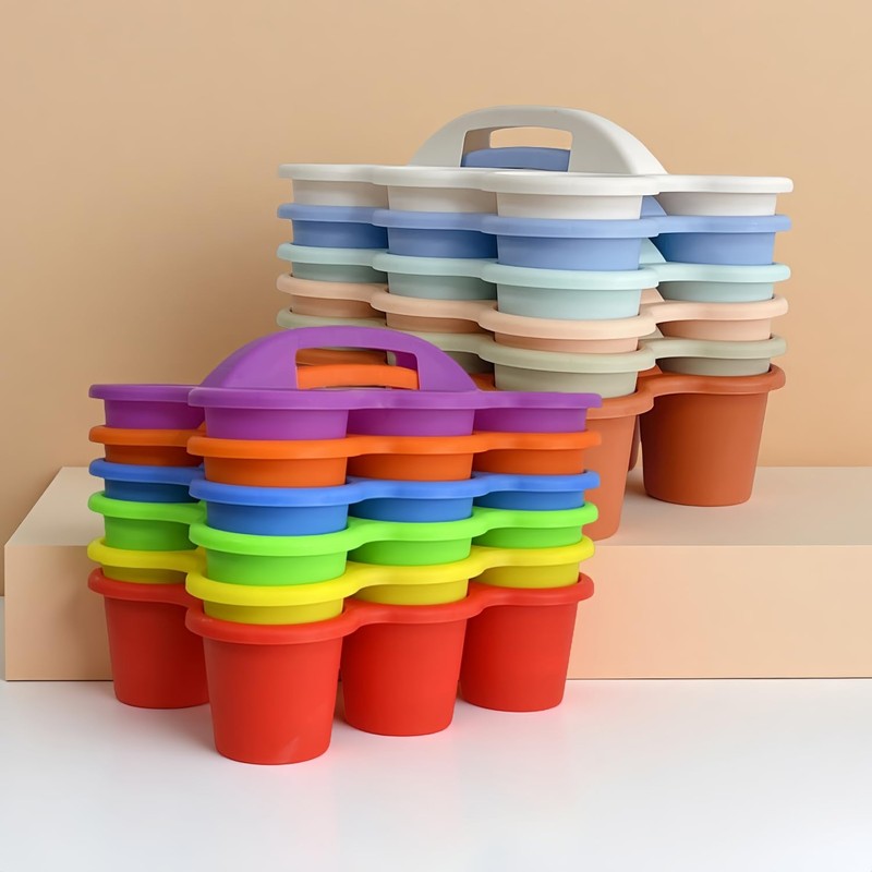 RAUVOLFIA 6 Pack Classroom Caddy Storage Basket with Handle, Plastic