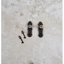 Handley Dollhouse Doorknobs Dark Pewter Crystal Knobs Metal 1:12 Scale Miniatures 05698