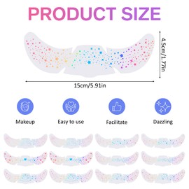 12Pcs Glitter Freckles Face Tattoo Multichrome Holographic Sparkle Face Glitter Speckles Patches Freckle Face Sticker for Women Waterproof Temporary Tattoo Stickers Makeup Festival Rave Accessories