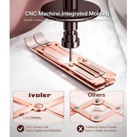 ivoler Laptop Stand, 6 Levels Height Adjustable Laptop Stand, Foldable Aluminium Riser, Portable Ventilated Notebook Stand Compatible with 10-15.6 Inch Laptop, Tablet, Rose Gold