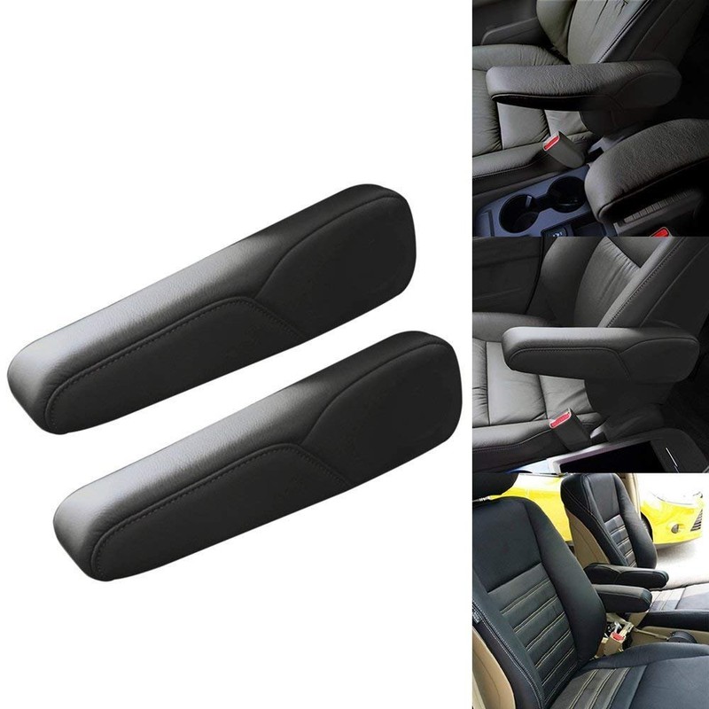 DKIIGAME Black Leather Armrest Arm Rest Cover Upholstery for Honda