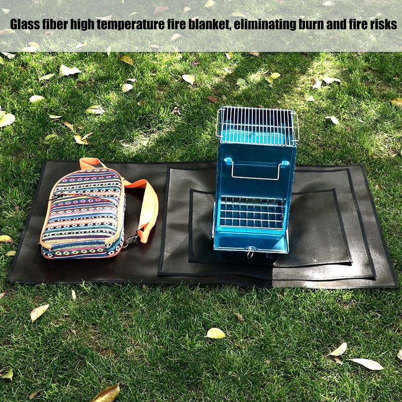 Picnic Fire Blanket Silicone Coated Glass Fiber Grey Filleted Corner
