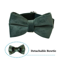 Dog Collar with Bow Tie，Adjustable Velvet Pet Collar for Dogs with Metal Buckle and Stylish Detachable Bow Tie for Small Medium or Large Boy and Girl Dogs and Cats, Neck 7.9-11.4 Inches