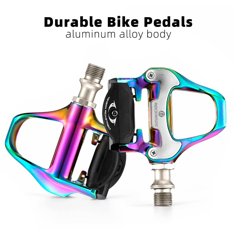 ROCKBROS Road Bike Pedals Colorful Alloy Clipless Bicycle Pedals with