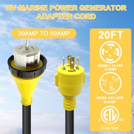 Suplevel 20ft NEMA L14-30P to SS2-50R RV Marine Power Generator Adapter Cord, 30Amp Twist Lock Generator L14-30P Male to 50Amp Marine Shore Power SS2-50R Female with Locking Ring, ETL Listed