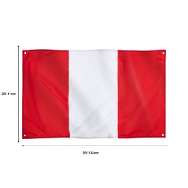 Runesol Peru Flag, 91x152cm, 3ft x 5ft, 4 Grommets, Eyelet In Every Corner, Peruvian Flag, Bandera de Perú, Premium Flags, Inside, Outside, Vivid Colours