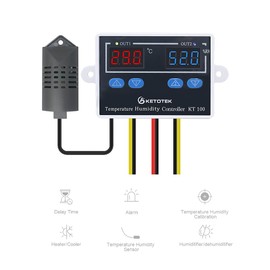 KETOTEK Digital Temperature Controller, Humidity Regulator Thermostat with Probe, Temperature Humidity Regulator, Humidity Controller for Incubator 230 V