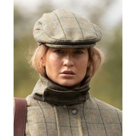 WALKER AND HAWKES - Green Sage Premium Derby Tweed Teflon Lining Cambridge Flat Cap Unisex - Navy Stripe - 3XL (62cm)