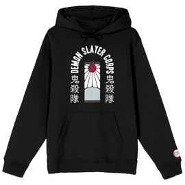 Bioworld Demon Slayer Corps Tanjiro Earring Long Sleeve Black Adult Hooded Sweatshirt-Large