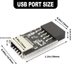 Zhowyeemeng 9PIN to Type-E Adapter, Female 9-Pin Motherboard Header to Type-E Converter, High-Speed Data Transfer, Stable for Windows XP/7/8/10