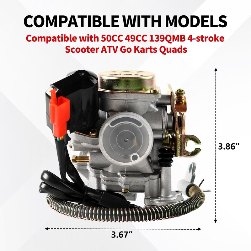 GY6 50cc Carburetor Compatible with 49CC 4-Stroke Scooter ATV Go