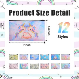 Gosodeny 24 Pcs Back to School Pencil Case Cartoon Cute Unicorn Zipper Pouch Multicolor Canvas Pen Bag Organizer for Girl Boy School Classroom Stationery Back to School Supplies Gift