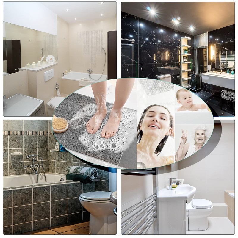 Square Shower Mats for Inside Shower 60x60cm, Loofah Shower Mat