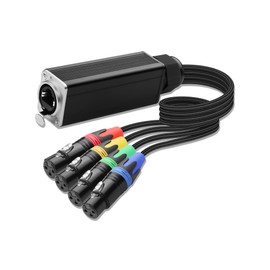 CERRXIAN 4 Channel Multi Snake 3Pin XLR Female to Ethercon-Compatible RJ45 Cat5/Cat6 Ethernet Breakout for ​Live Stage Audio, Sound, Lighting, Audio Recording Studio - 2.6FT