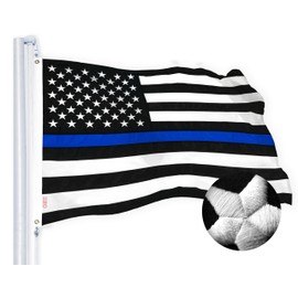 G128 Combo Pack: USA American Flag & Thin Blue Line Flag 4x6 Ft Embroidered Spun Polyester, Indoor/Outdoor, Brass Grommets, Police Flag