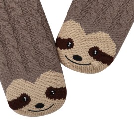 Jeasona Sloth Gifts for Women Sloth Fuzzy Slipper Socks With Grippers Warm Cozy