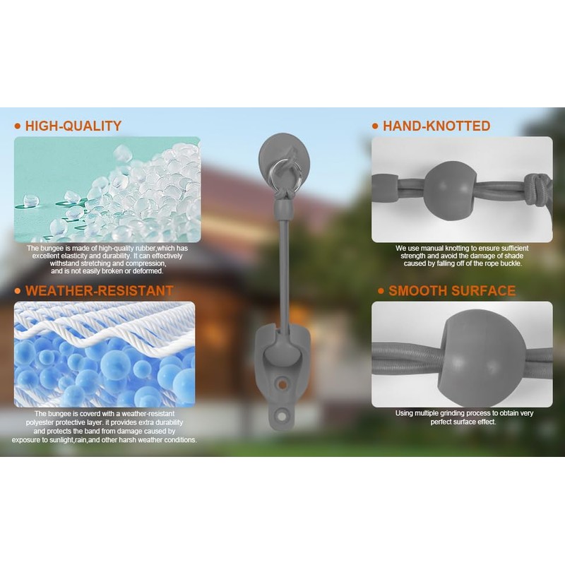 Seprochoo Replacement Shade Parts Bungee End Cap Kit, for Exterior