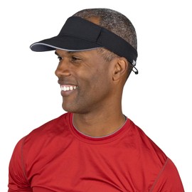 TrailHeads Sun Visor Hat for Men - Recycled Golf Visors for Men - Mens Running Visor for Tennis, Sports, Workouts Black