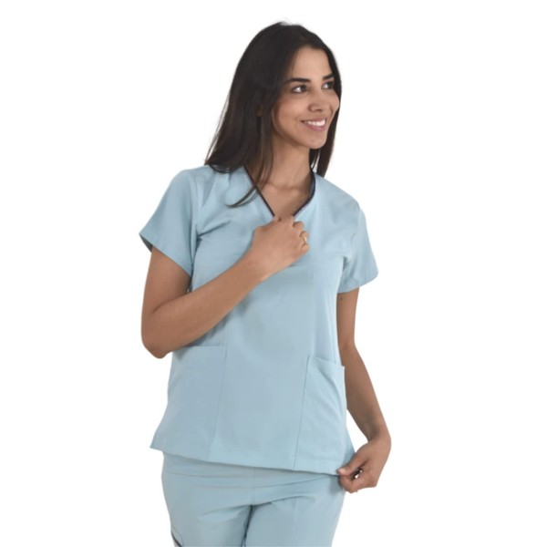 SOULMATE Womes top Scrub Liquid Repellent Alexa Design (Verde agua,