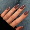 Uñas postizas marrones cuadradas largas, uñas postizas de gel suave,