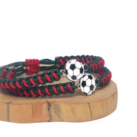 Team Soccer Bracelet for Boys Girls Men Women | Match Day Fan Jewelry | Adjustable Waterproof Wristband for Gifts & Events (greenred 2pcs)