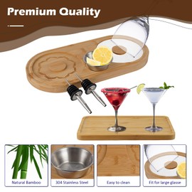 Margarita Salt Rimmer Set with Cocktail Tray, Bamboo Margarita Bartender Tool, Salt & Sugar Spice Container for Cocktails