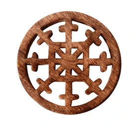 Purpledip Wooden Trivet 'Stellar Snowflake' Coaster Hot Pad Mat For Dining Table, Kitchen (11064)