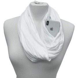 Pop Fashion Shop Solid Color Zipper Pocket Infinity - Use as a Face and Mouth Covering Device (White)