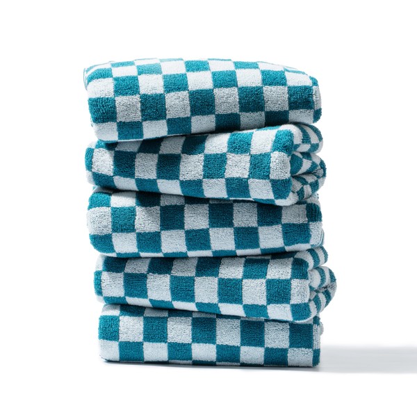 Madi-Cadi Luxurious Checkered Cotton Hand Towels Set of 5 -