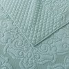 NEWLAKE Quilt Bedspread Set, Light Green Jacquard Embossed Floral Pattern