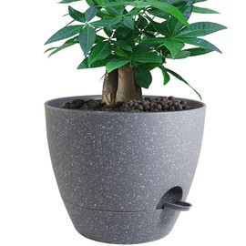 UOUZ 12 inch Large Self Watering Pots, Plastic Planters with 60oZ Removable Deep Reservoir and Multi Mesh Drainage Holes for Indoor Outdoor Garden Plants and Flowers, Grey Speckles