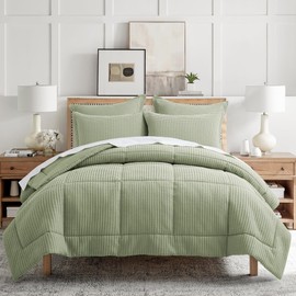 Levtex Home Mills Waffle Twin/Twin XL Comforter Set (68x88in) with 1 Pillow Sham (26x20in) - Desert Sage - 100% Cotton Twin Size Comforter Set - Soft, Pre-Washed