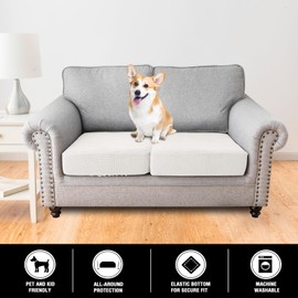 Smryego Stretch Couch Covers Sectional Durable Seat Cushion Covers Cushion Protector Covers for Chair Loveseat Sofa Cushion (White, XL 2 Seat Cover)